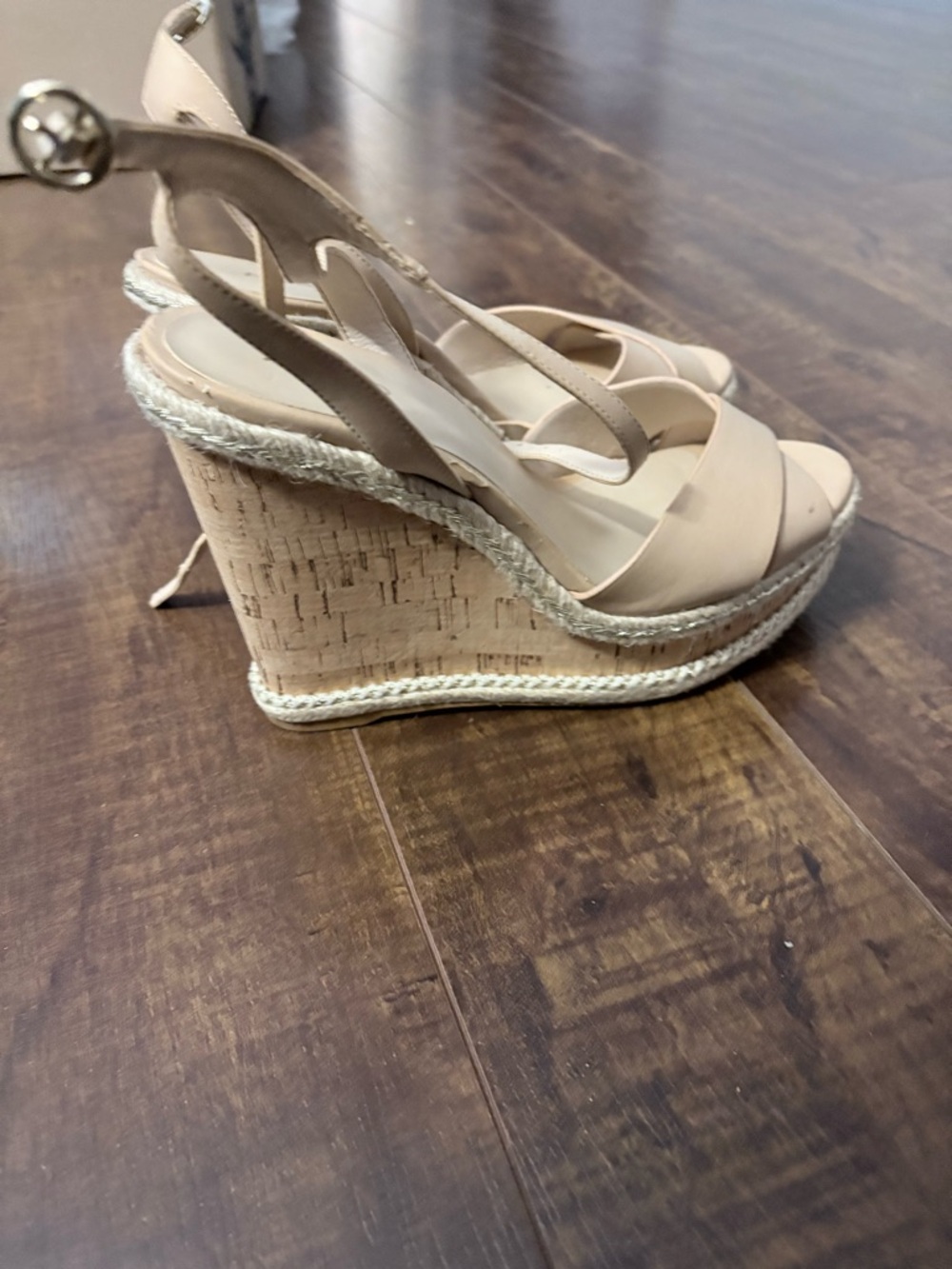 Aldo Neutral Beige Espadrille Cork Wedge Sandals